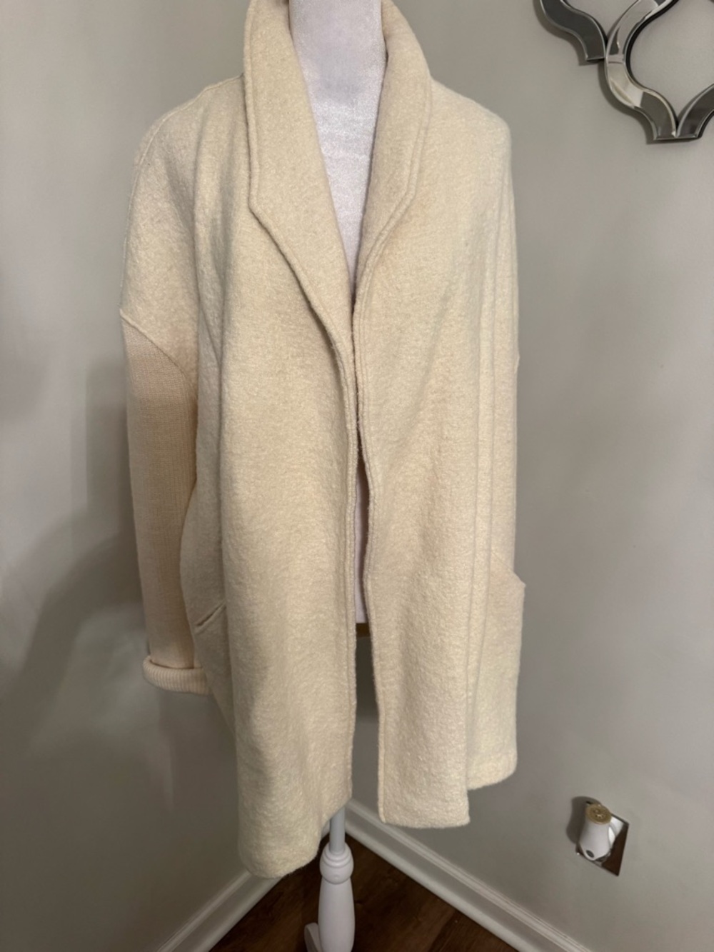 Cynthia Rowley Cream Bouclé Open-Front Cardigan